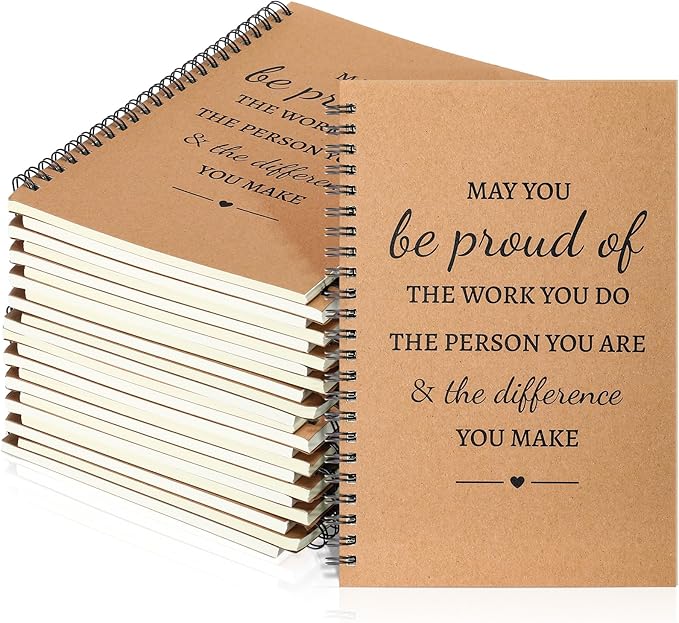Colarr 24 Pcs A5 Inspirational Spiral Notebook Bulk Appreciation Gift 6x8 Inch Motivational Notepad 100 Page/50sheet Lined College Ruled Journal for Employee Coworker Teacher Nurse (Brown)