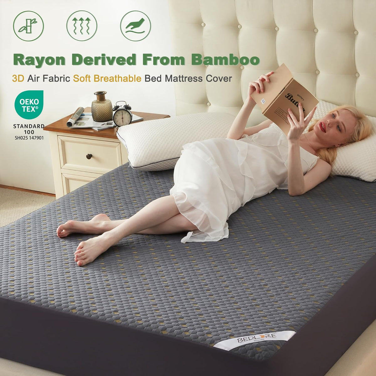 Waterproof Mattress Protector, Full Size Mattress Pad Fitted 6-15" Deep Pocket, 3D Air Fabric Double Bed Mattress Cover Noiseless Washable for College Dorm(Carbon Gray)