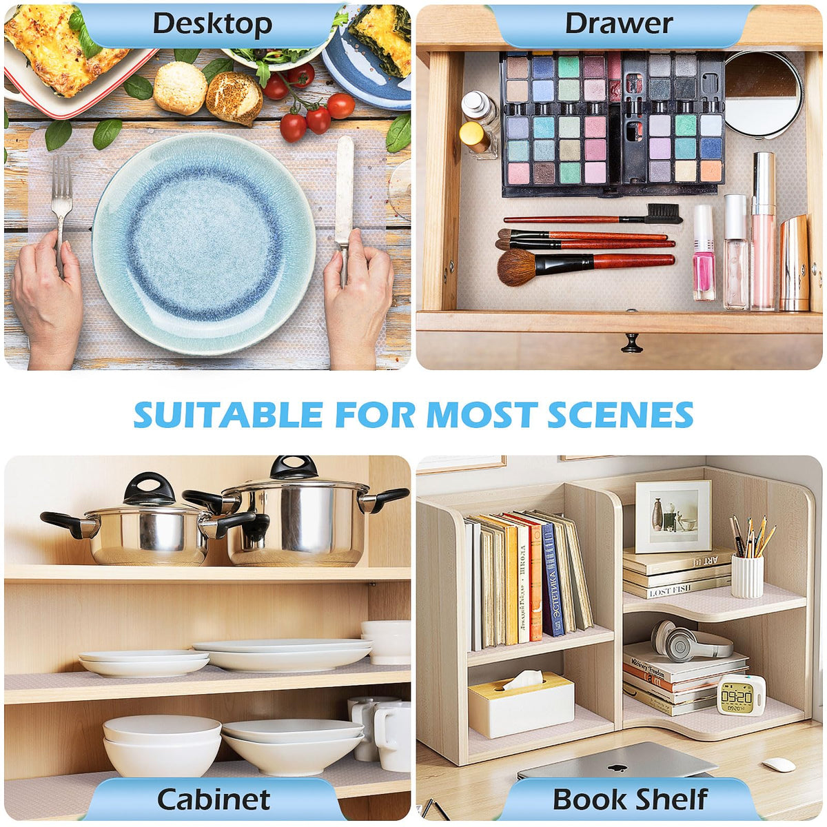 MooiFun Drawer Liners, Waterproof Shelf Liner, Anti-Slip Non-Adhesive BPA Free Kitchen Cupboard Cabinet Liner Refridge Fridge Mats Sink Protector Strong Durable for Home (Clear/11.8in x 10Ft)