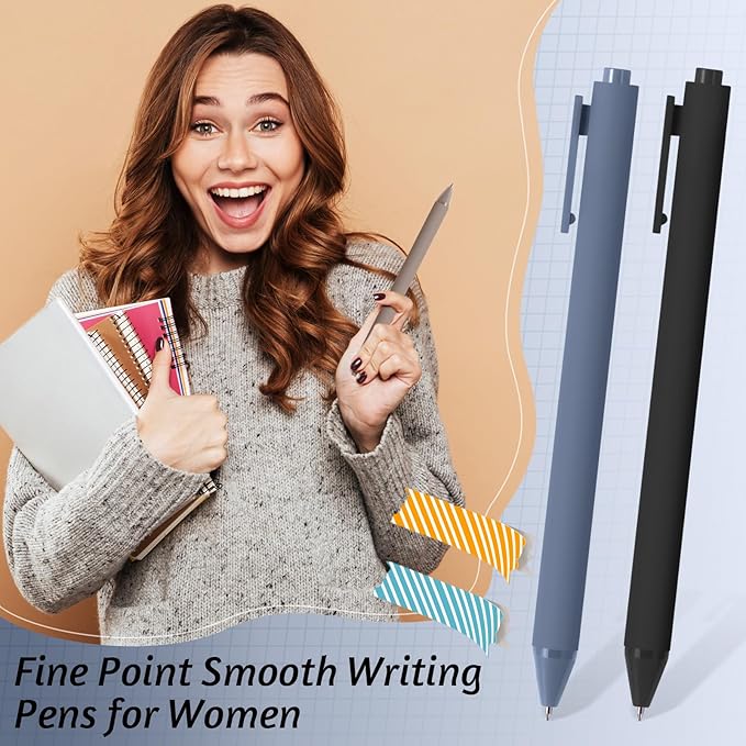 Crtiin 50 Pcs Gel Ink Pens Bulk Black Ink, Smooth Writing Cute Colorful Pens for Back to School First Day of School Teacher Student Server Office Supplies Staff Party Favor Gifts (Morandi Colors)