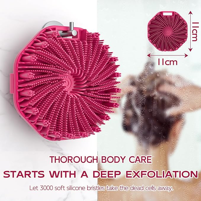 Silicone Body Scrubber, Exfoliating Body Wash Scrubbers Exfoliator, Shower Body Brush for Effective Showering Exfoliation and Gentle Massage (Red)