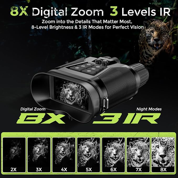 Night Vision Goggles, 4K Night Vision Binoculars for Adults with 5000mAh Battery, 3" HD Screen & 32GB Card for Hunting, Wildlife Observation, Security