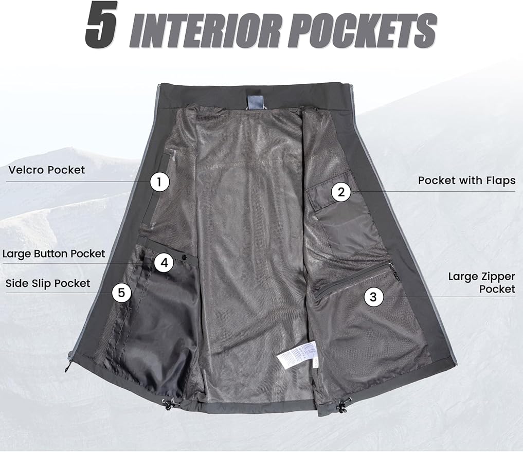Little Donkey Andy Men's Lightweight Quick Dry Vest Windproof Sleeveless Jacket with 11 Pockets for Travel Fishing Hiking