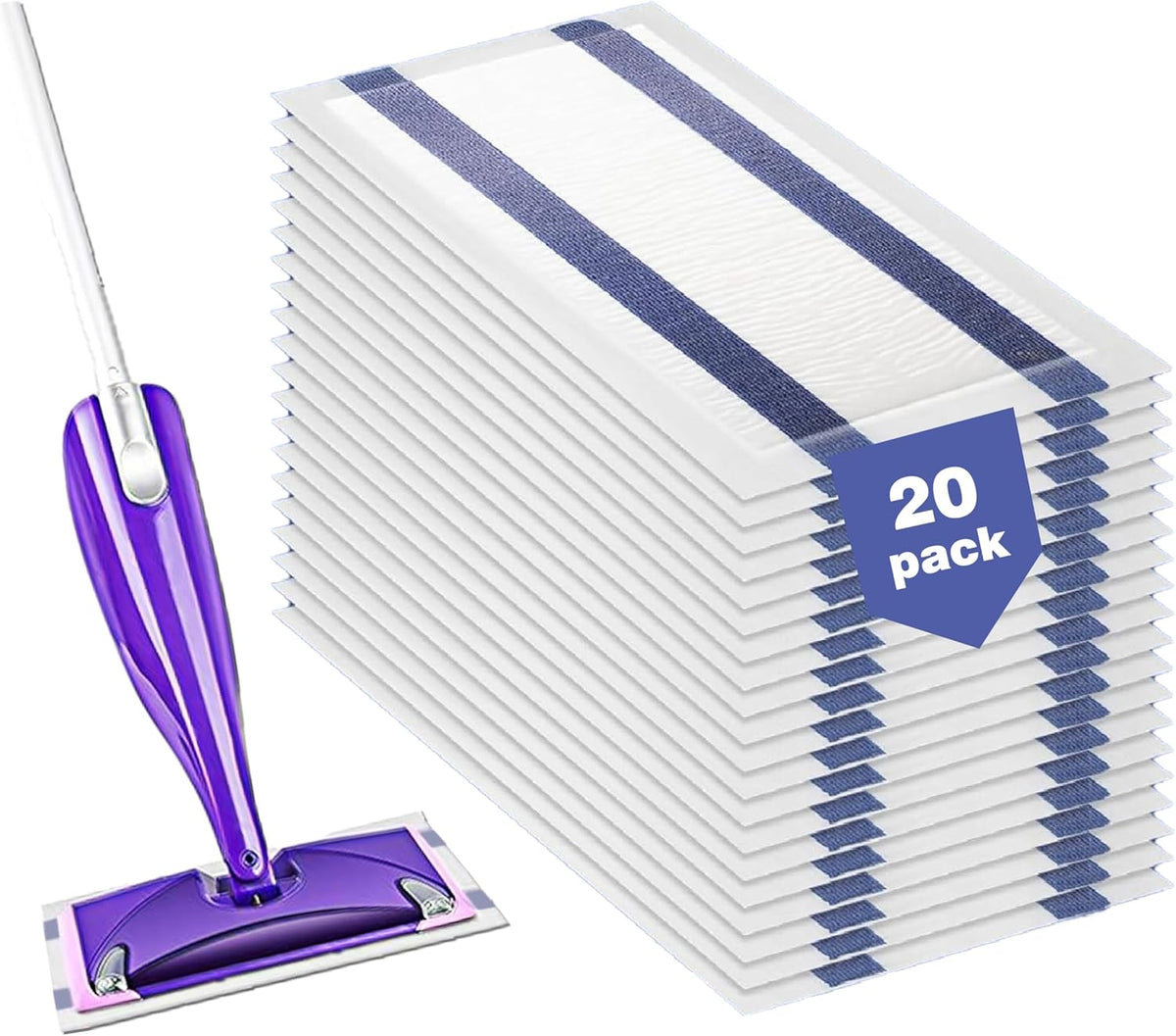 20 Mopping Pad Refill Compatible with Swiffer Wet Jet Mop, Disposable Multi Surface Wetjet Hardwood Floor Cleaner Spray Mop Pads Refills