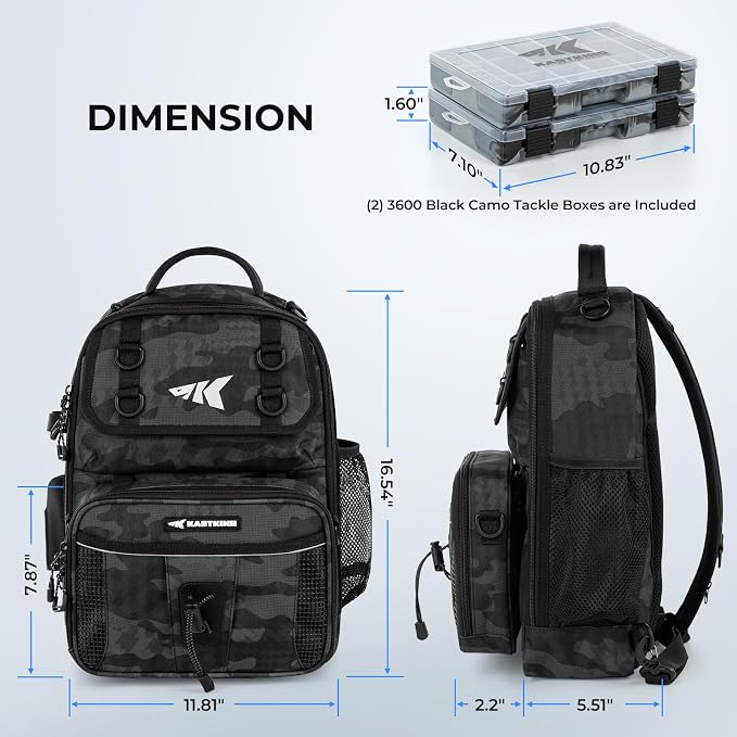 KastKing BaitSpace Fishing Sling Bag, Fishing Backpack with Rod & Beverage Holder, Tackle Bag for Fishing Gear