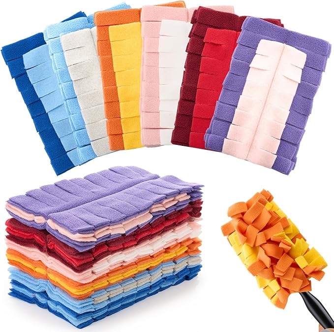Zubebe 12 Pcs Duster Refill Reusable Fleece Duster Refills Feather Flat Dusters Multi Surface Washable Cleaning Pads Tools for Home, Blinds, Car, Pet, Furniture, Fans (Colorful)