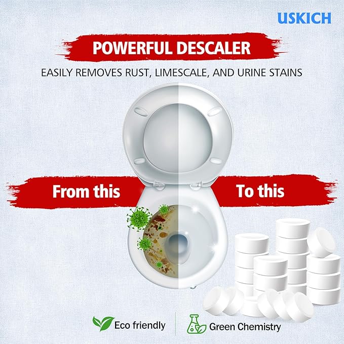 USKICH Toilet Bowl Cleaner 40 PACK, Household Automatic Toilet Bowl Cleaners with Bleach, Bathroom Toilet Tank Cleaners Tablets with Sustained-Release Technology for Deodorizing & Descaling
