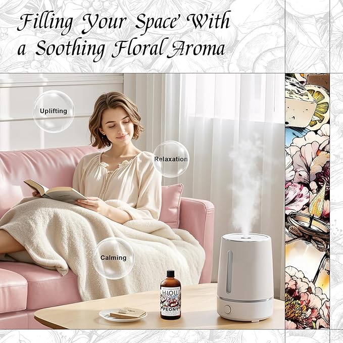HIQILI Peony Fragrance Oil for Home Diffuser, Idea for Making Candle, Women's Perfume, Car Air Freshener, Skin & Body Care - 5.07 Fl Oz