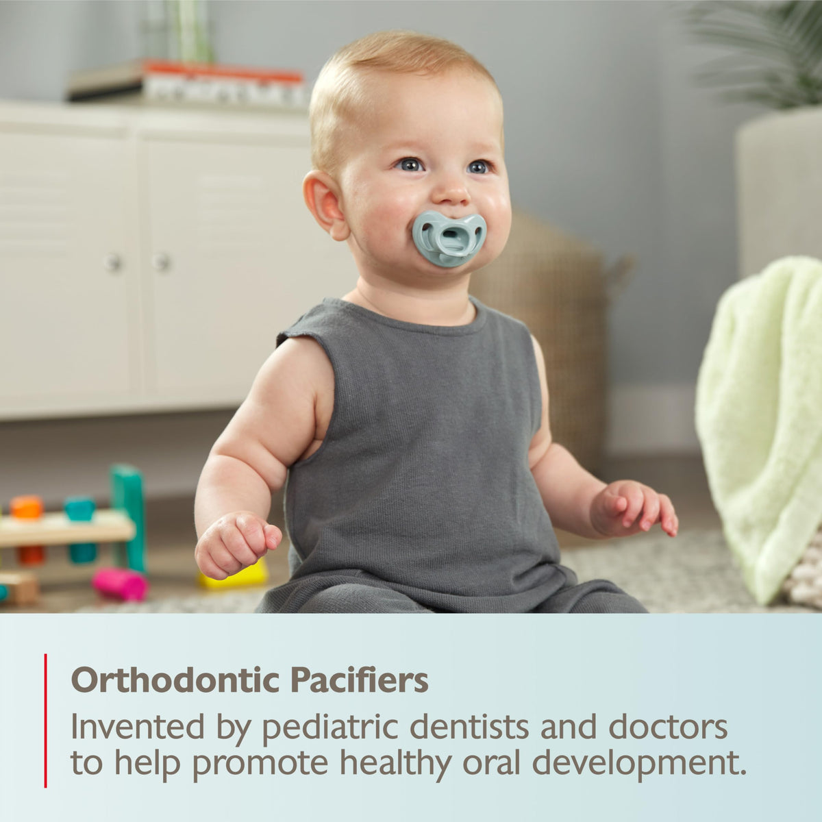 NUK 100% Silicone Comfy Orthodontic Pacifiers, 0-6 Months, Blue Fashion, Timeless Collection, 5 Count