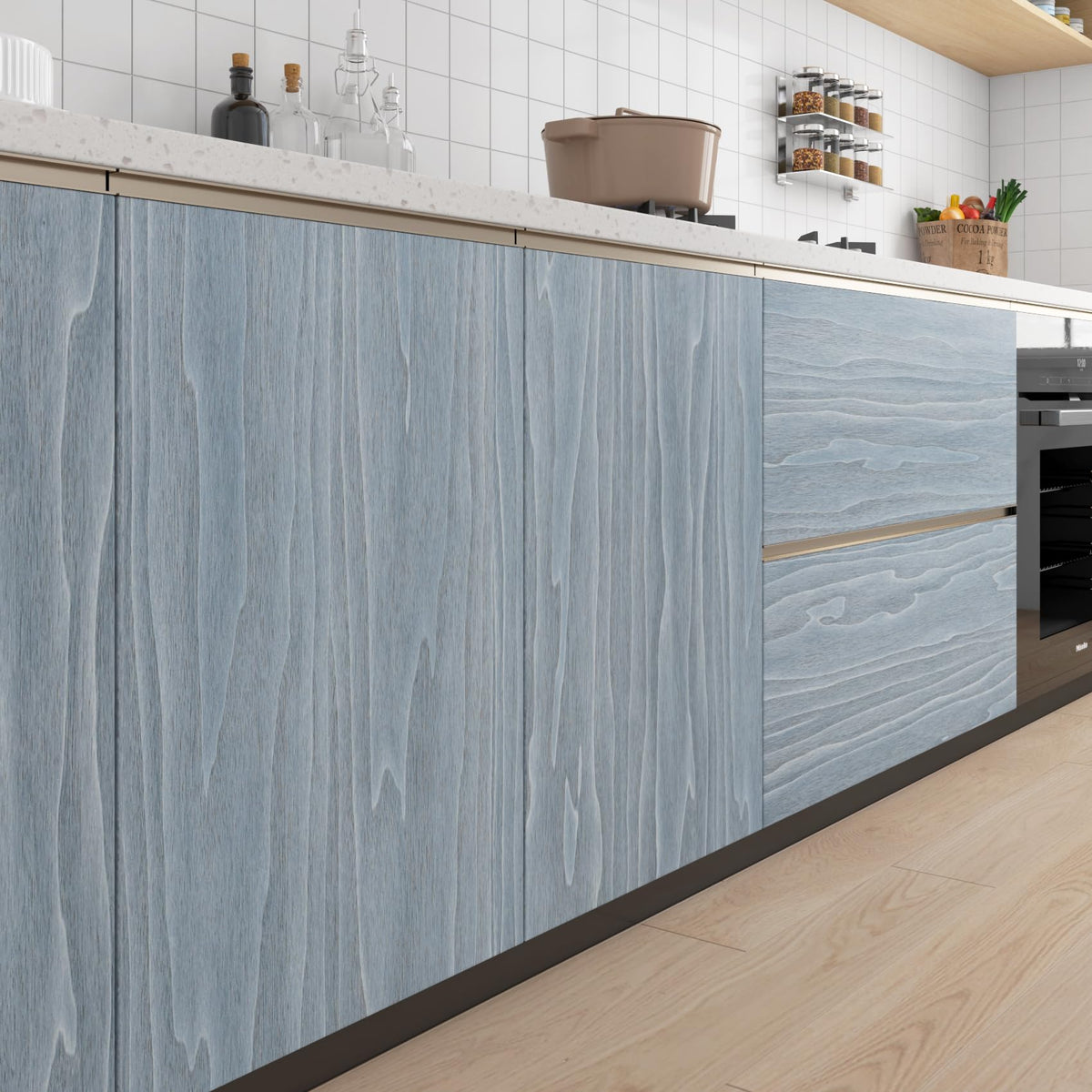 Livelynine Light Blue Wood Wallpaper Peel and Stick Wood Grain Contact Paper for Countertops Cabinets Desk Cover Kitchen Countertop Vinyl Wrap Waterproof Adhesive Cabinet Wall Paper Liner 15.8x78.8