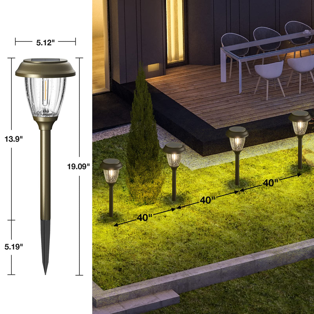 XMCOSY+ Solar Lights Outdoor 10/25 LM LED with 2 Lighting Modes, Solar Garden Lights Glass and Metal, IP65 Waterproof Solar Powered for Yard Pathway Walkway Driveway Patio (6 Pack, Warm White)