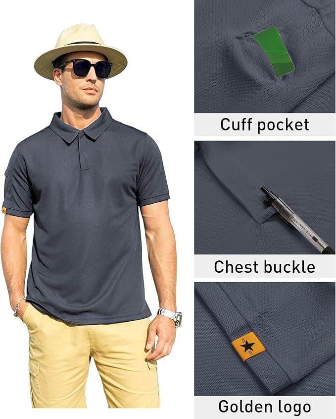 ZITY Mens Polo Shirt Short Sleeve Sports Tactical T-Shirt Athletic Golf Polos Daily Casual Stylish Collared Shirts for Men