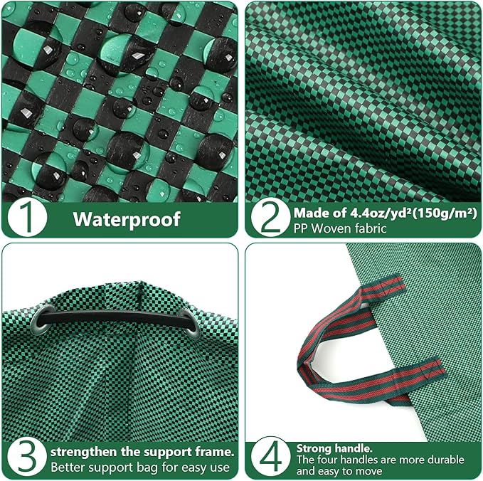 3 Pack 132 Gallon Reusable Yard Waste Bags Heavy Duty Lawn and Leaf Bags Yard Waste Container Garden Grass Bags