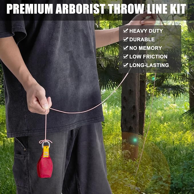 SOB Arborist Throw Line Kit with Slick Rope 197FT, Throw Weight, Reflective Storage Bag, Suit for Tree Cutting,Camping, Trimming, Hanging Swing ﻿