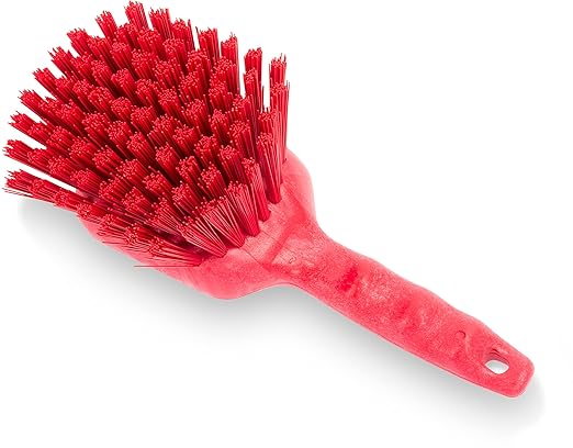 SPARTA 40541EC05 Plastic Scrub Brush, Utility Brush, Kitchen Brush With Hanging Hole For Cleaning, 8 Inches, Red