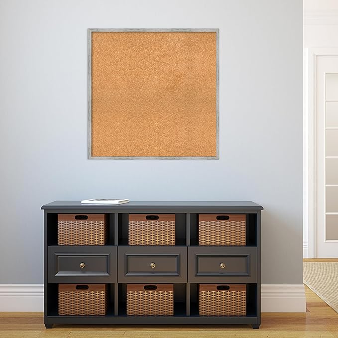 Amanti Art Natural Cork Board for Wall, 31x31 Vision Board with White Frame, Large Corkboard Office Decor for Home Organization, Cottage Corkboard Pinboard to Display Items for Home Organization in