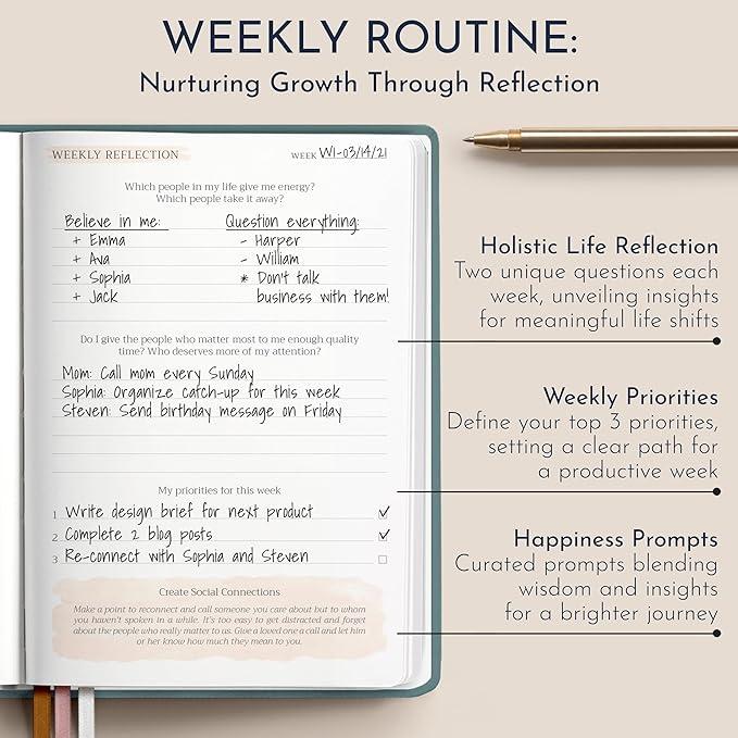 RYVE Daily Gratitude Journal for Women: 6-Month Guided Positivity & Wellness Journal with Prompts - Affirmation, Mindfulness, Self Help & Reflection, Gratitude Journal Notebook, Manifestation Journal