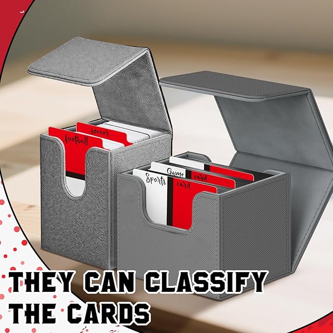 50pcs Red and White Trading Card Dividers Plastic Index Card Storage Dividers with Tabs Card Separators for Sports Recipe Game Card Organize