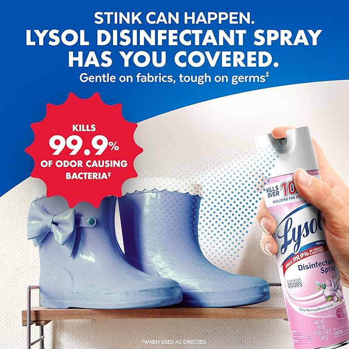 Lysol Disinfectant Spray, Sanitizing And Antibacterial Spray, For Disinfecting And Deodorizing, Early Morning Breeze, 19 Fl Oz (Pack Of 2), Packaging May Vary