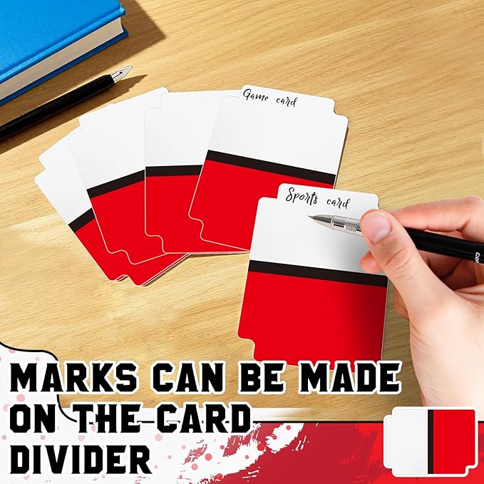 50pcs Red and White Trading Card Dividers Plastic Index Card Storage Dividers with Tabs Card Separators for Sports Recipe Game Card Organize