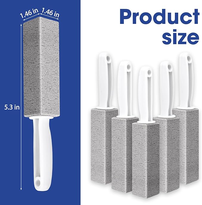 AZEN 5 Pack Pumice Stone for Cleaning, Pumie Scouring Stick with Handle, Pumice Stone Toilet Bowl Cleaner, Hard Water Stain Remover for Toilet, Bathroom, Kitchen Sink, Grill