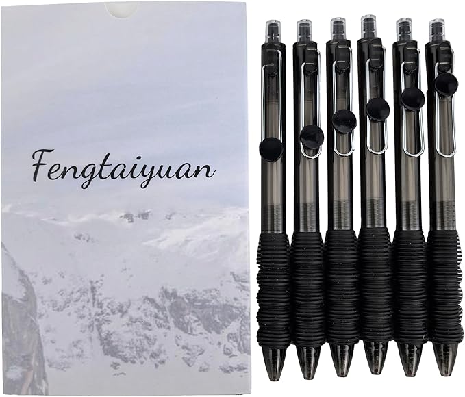 Fengtaiyuan Black Ink, 1.0mm, Retractable Gel Ink Rollerball Pens, Bold Point, Comfortable Grip, Easy Hold, Writting Smooth, 6 Pack (BlackZS10P6)