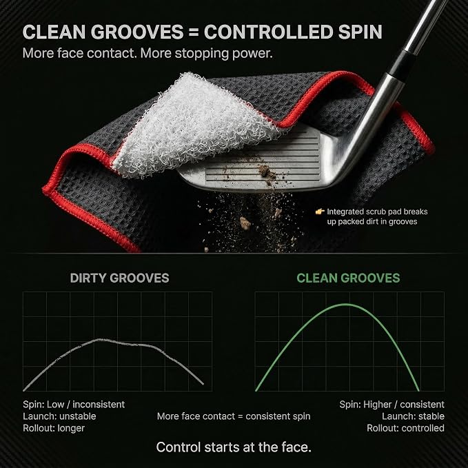 Magnetic Towel Club Glove Gear - 3 Stage Cleaning System- Microfiber Rag with Magnet for Golfcart Bags for Men and Women Cool Grey, 16" x 40" The 40