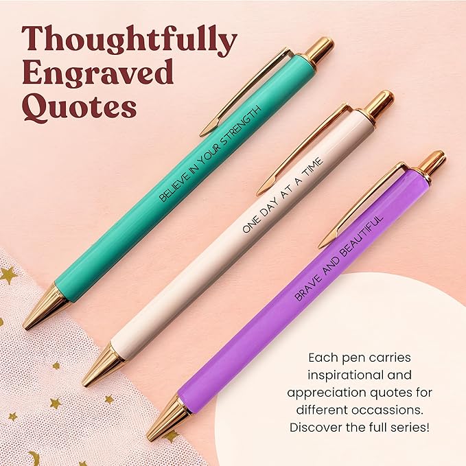 MESMOS 3Pk Fancy Pens for Women, Ballpoint Pens, Get Well Soon Gifts for Women, Breast Cancer Survivor Gifts, Comfort Items for Cancer Patients Must Have, Comforting and Thoughtful Gift