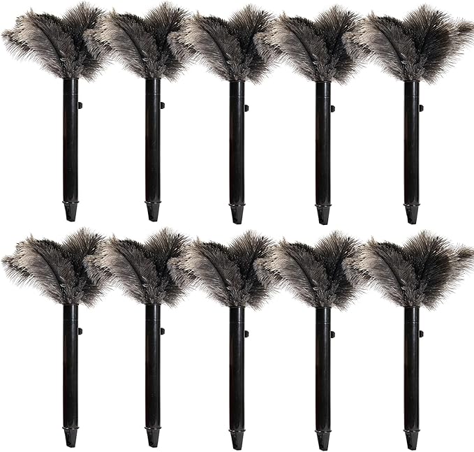 Retractable Ostrich Feather Duster for Cleaning, 15 Inch Fluffy and Natural Feather Duster with Retractable Handle， Reusable Eco-Friendly Handheld Cleaning Supplies (10 pcs)