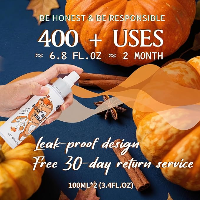 Clean-n-Fresh Toilet Spray 6.8 Fl.Oz, Pumpkin, Bathroom Air Fresheners Spray, Eliminates Bathroom Toilet Odor, for Home or Work, Pumpkin, Cinnamon & Vanilla Scent