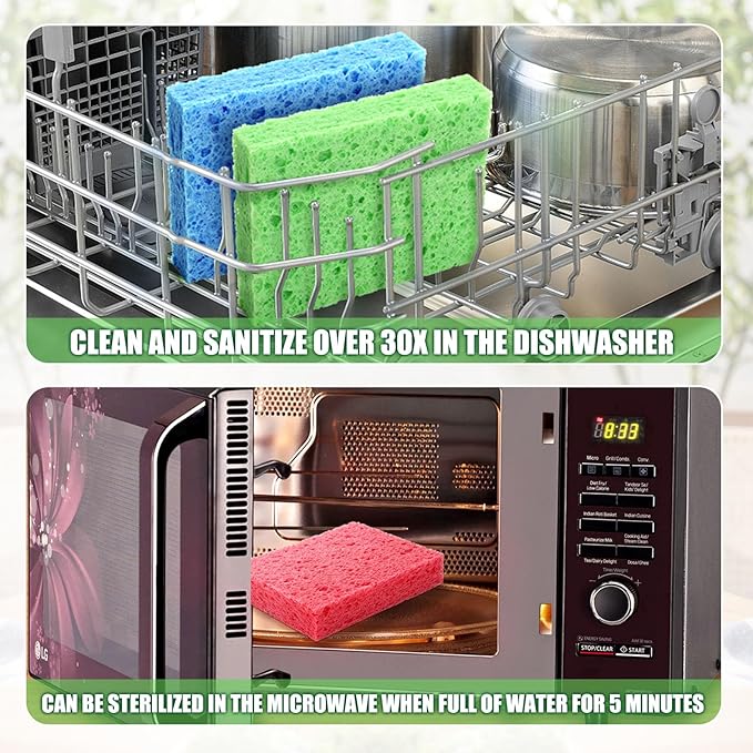 12 Counts Multipurpose Kitchen Sponges Pack Compostable Biodegradable Compressed Cellulose Sponges 18X Super Absorption POP UP Eco Sponge for Household Use