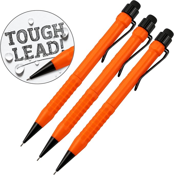 Rite in the Rain Weatherproof Mechanical Twist Pencil, Orange Barrel, 0.9mm Black Lead, 3 Pack (No. OR9-3)
