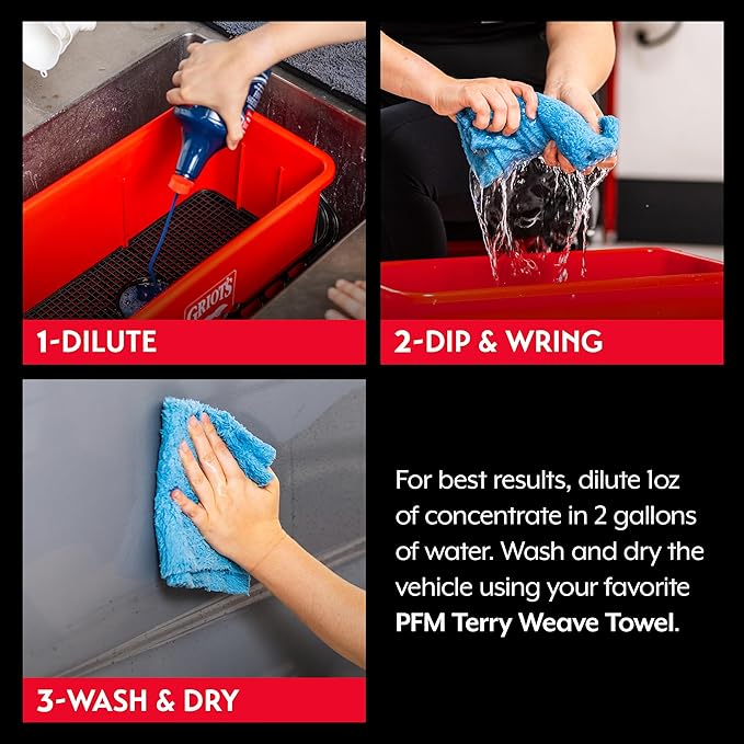 Griot's Garage Rinseless Wash for Car Cleaning and Detailing, No-Rinse Vehicle Washing, Dilutes Into Detailer, Clay Bar Lubricant, 10479, 35oz