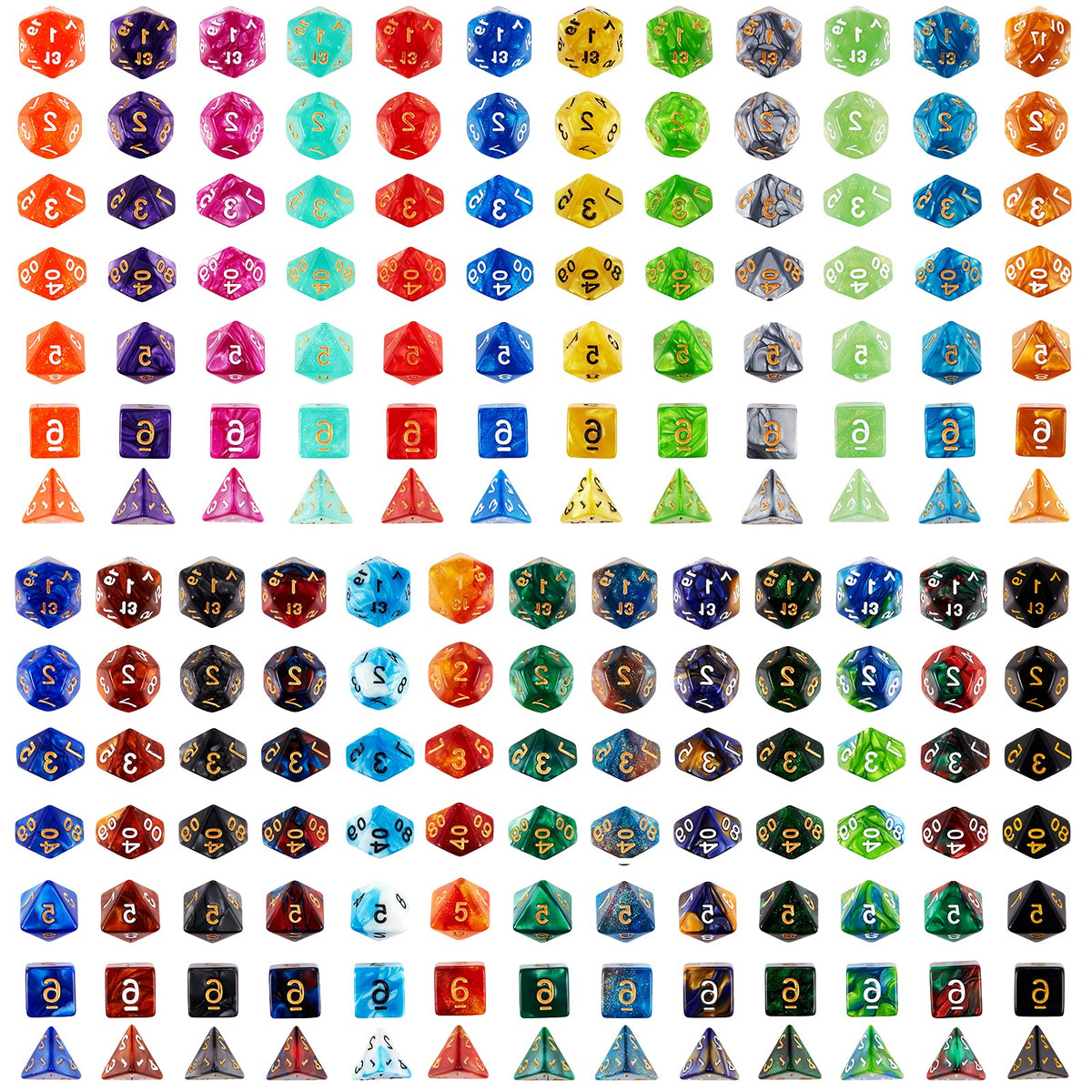 Coyeekn DND Dice Set, 25 x 7 (175 Pieces) Polyhedron Dice 25 Colors Dice for Dungeons and Dragons Tabletop Role-Playing Games with 1 Large Flannel Bag