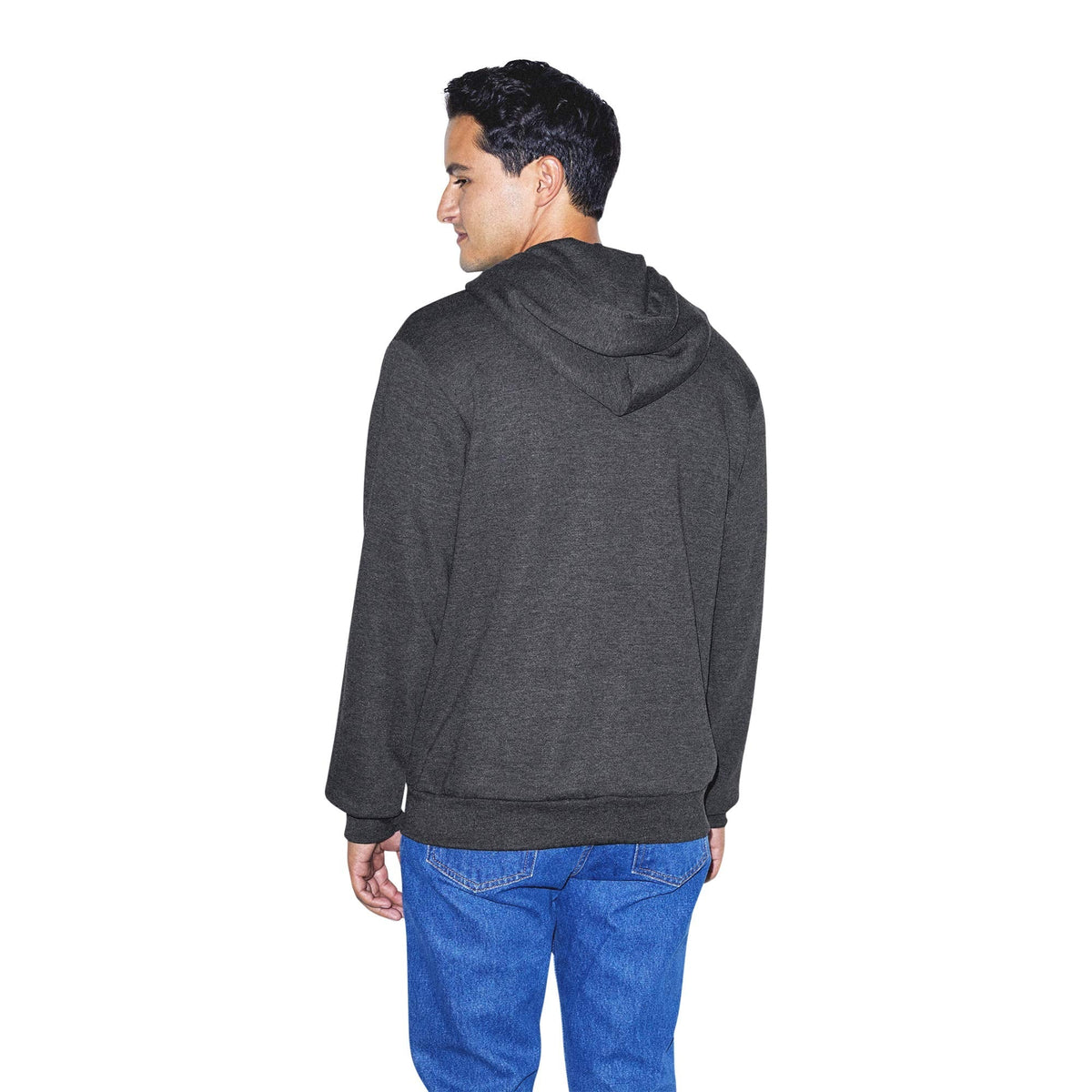 American Apparel Men's Flex Fleece Long Sleeve Zip Hoodie, Dark Heather Grey, Small
