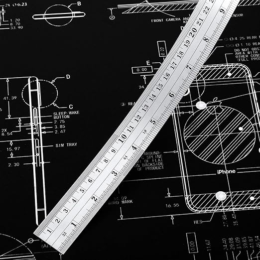 EBOOT Stainless 2 Pack Steel Ruler 12 Inch Metal Rule Kit with Conversion Table