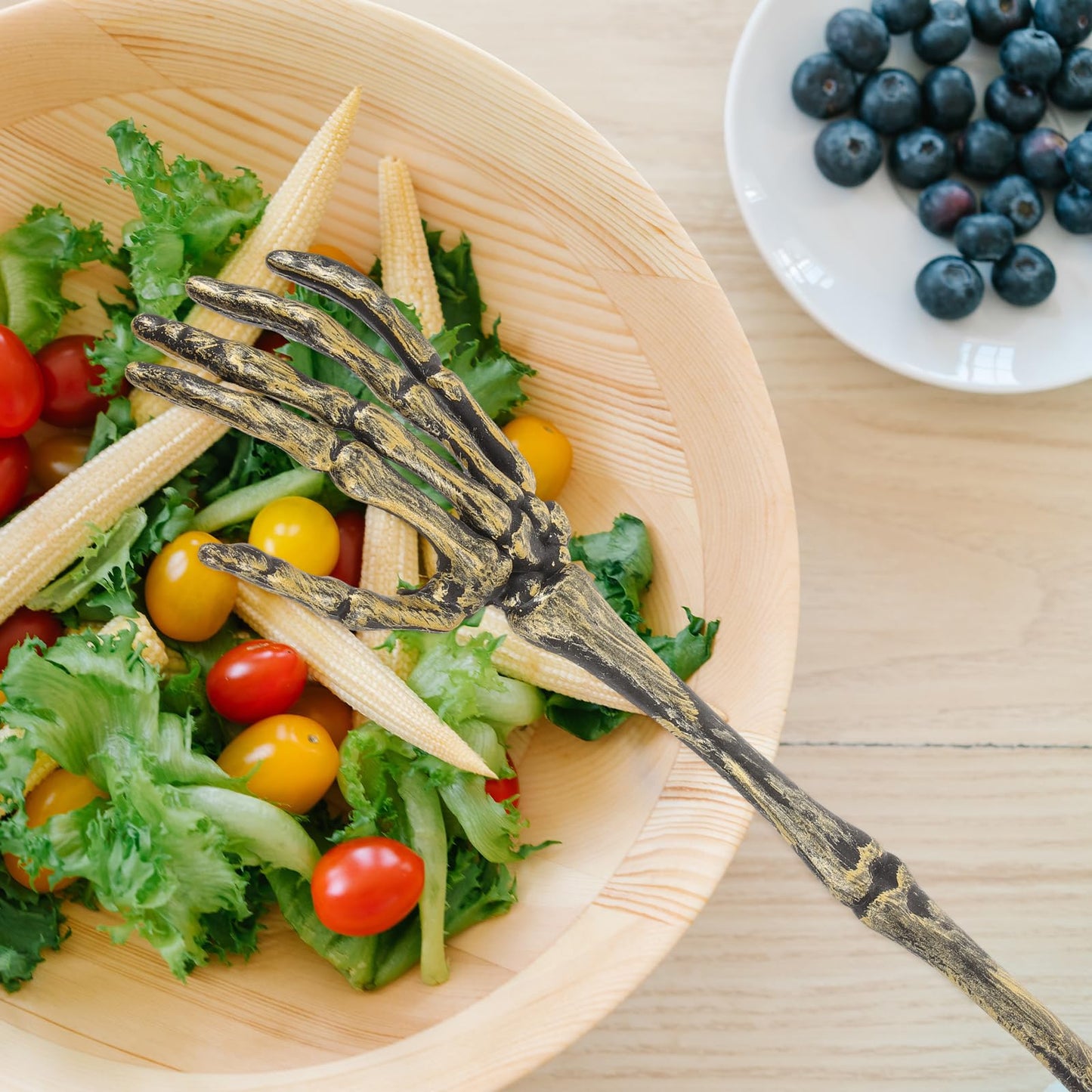 EXCEART Skeleton Arm Staff Halloween Salad Spoon Unique Skeleton Serving Utensil for Kitchen and Party Use 12.58 Inch Plastic Hand Flatware