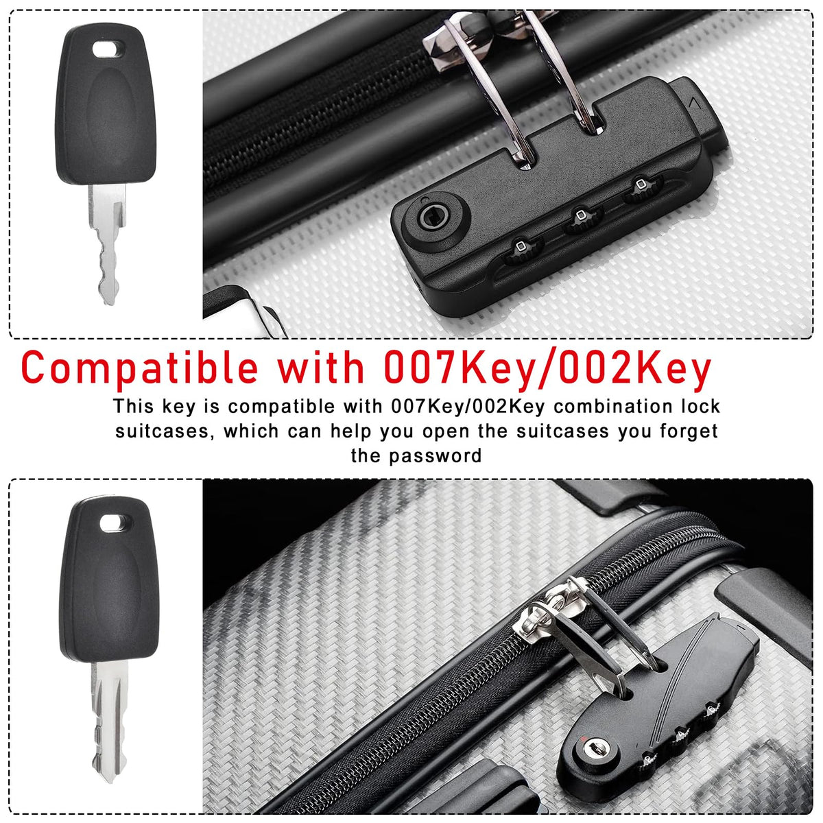 2 Keys Compatible with 007 002 Master Luggage,Luggage Suitcase Password Locks Key