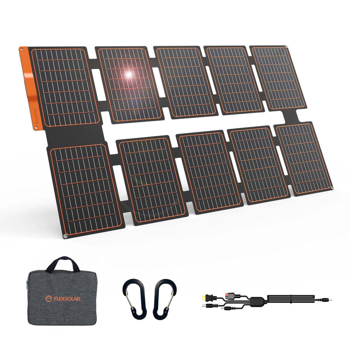 FlexSolar 100W Portable Solar Panels Chargers with PD3.0 USB-C,QC3.0 USB-A and DC Outputs Foldable IP67 Waterproof Power Emergency Camping for Small Power Station Generator,Phones, Power Banks