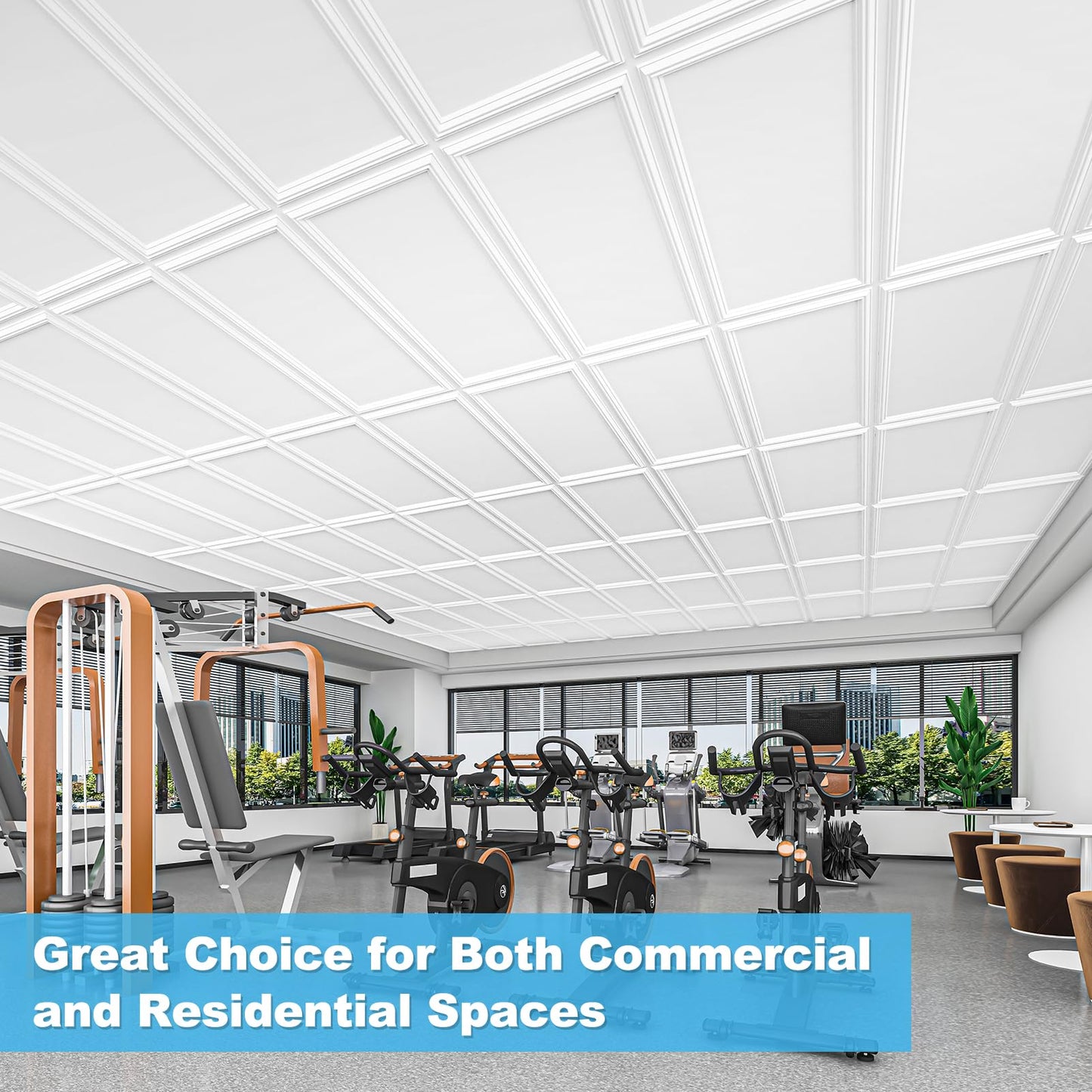 Art3d Drop Ceiling Tiles 48x24, Decorative PVC Ceiling Panels, Waterproof Rustproof and Durable 12-Pack, Glue Down, Rectangular Black