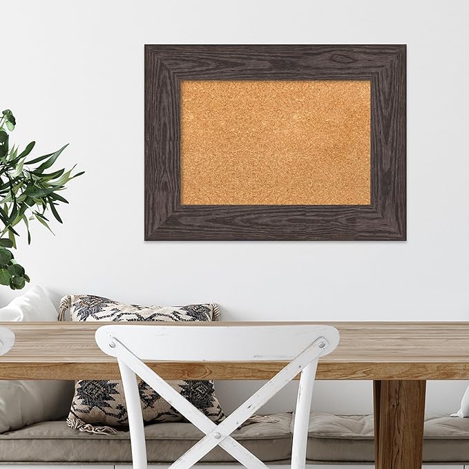 Amanti Art Natural Cork Board for Wall, 18x24 Vision Board with Black Wood Frame, Small Corkboard Office Decor for Home Organization, Country Rustic Corkboard Pinboard to Display Items for Home