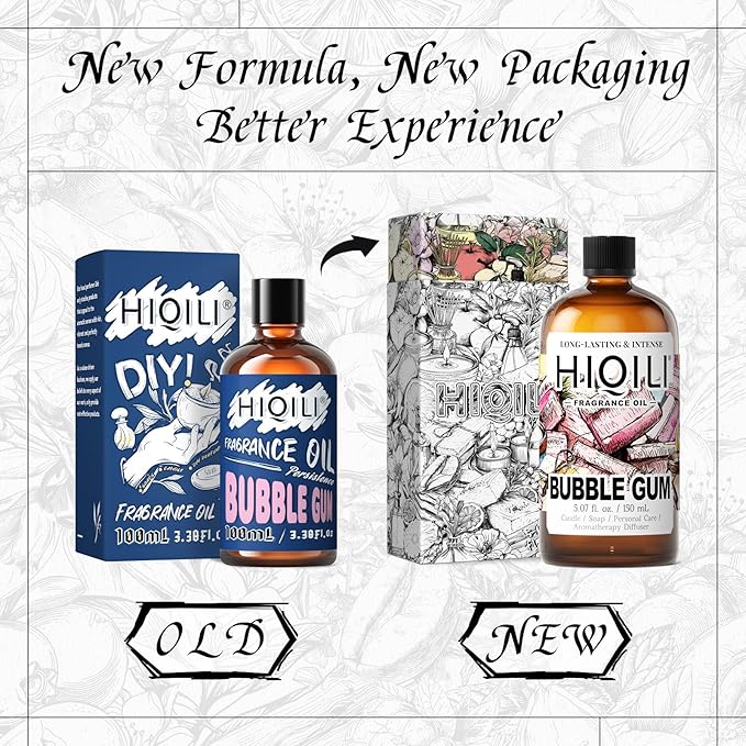 HIQILI Bubble Gum Fragrance Oil for Candle, Soap & Bath Bombs Making, Long Lasting Candy Scents, Home Diffuser Use - 5.07 Fl Oz