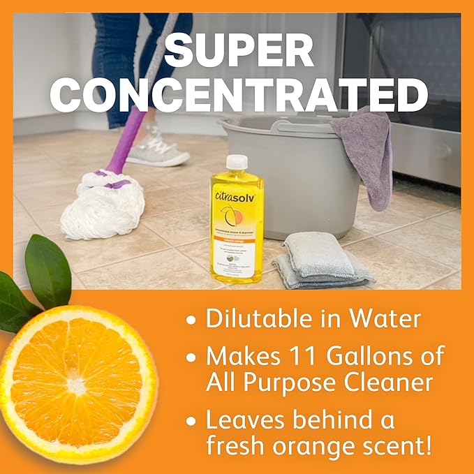 Citra Solv - Concentrated Household Cleaner & Degreaser - Valencia Orange Scent - 16 Fl Oz, Natural Ingredients, Non-Toxic, Biodegradable, Made in USA