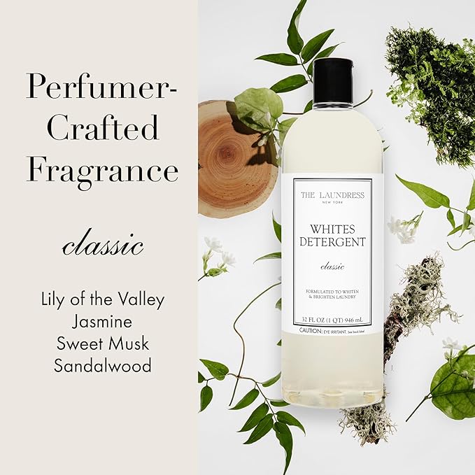 The Laundress Whites Detergent, Concentrated Laundry Detergent Liquid, Whiten & Brighten Clothes, Tough on Stains, Classic Scent, 32 oz.