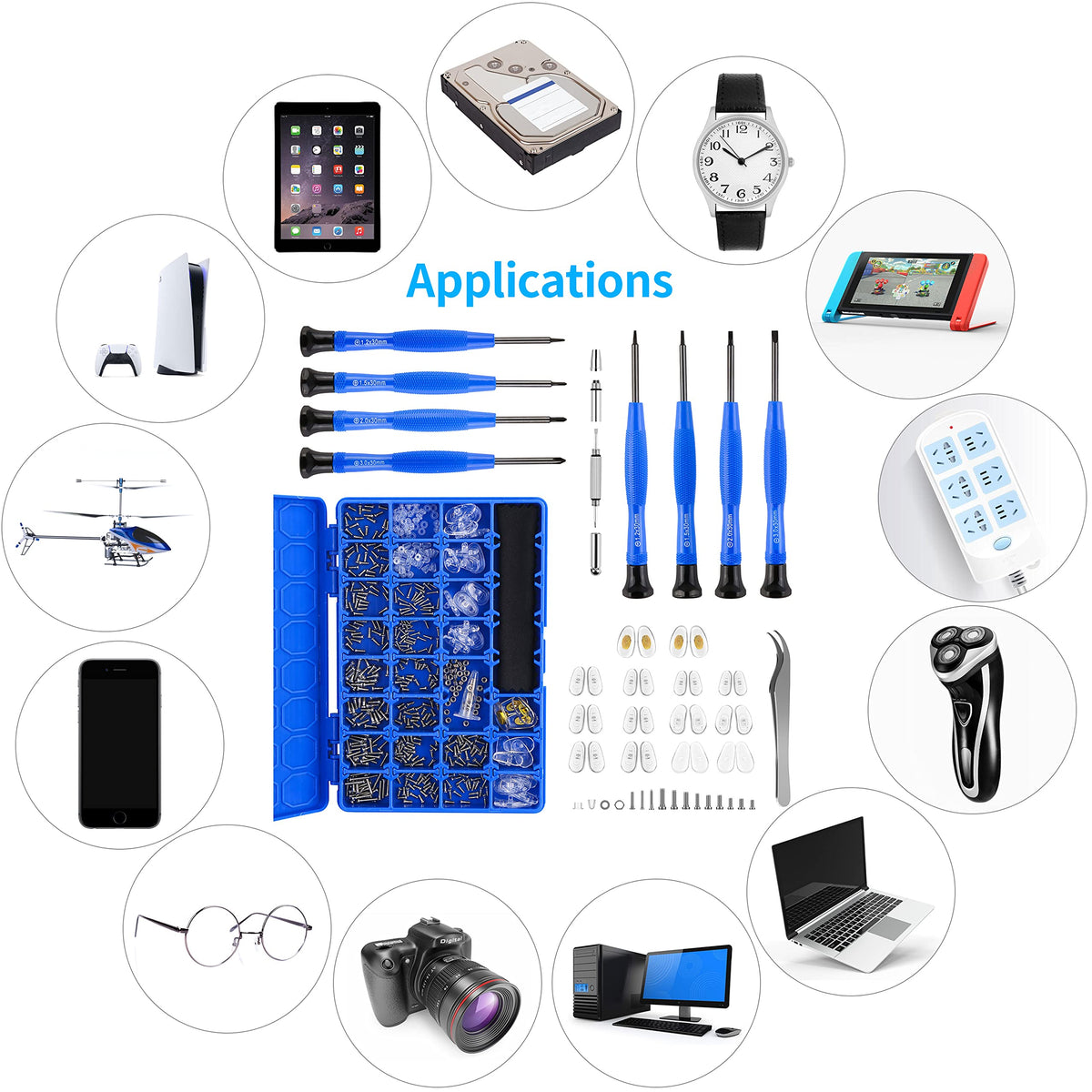 Upgrade Version Magnetic Eye Glass Repairing Kit, Eyeglass Repair Tool Kit with Compact Screw Box Include Nose Pads, Precision Screwdriver Set, Screws, Tweezer for Eyeglass, Sunglass, Spectacles Watch