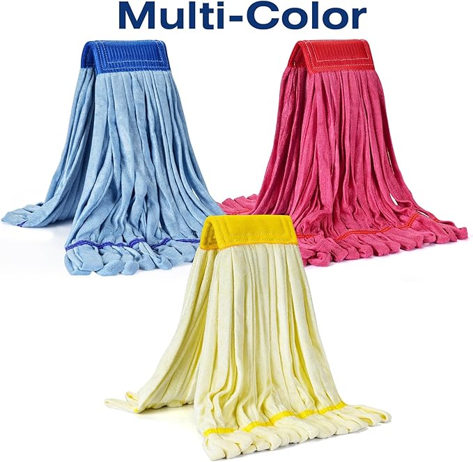 Matthew Cleaning Microfiber Tube Mop(Large,Blue,6Pack) Heavy Duty Mop Head Replacement,Excellent Absorbency,Premium launderability,Reusable,Loop end for Home,Commercial&Industrial Use