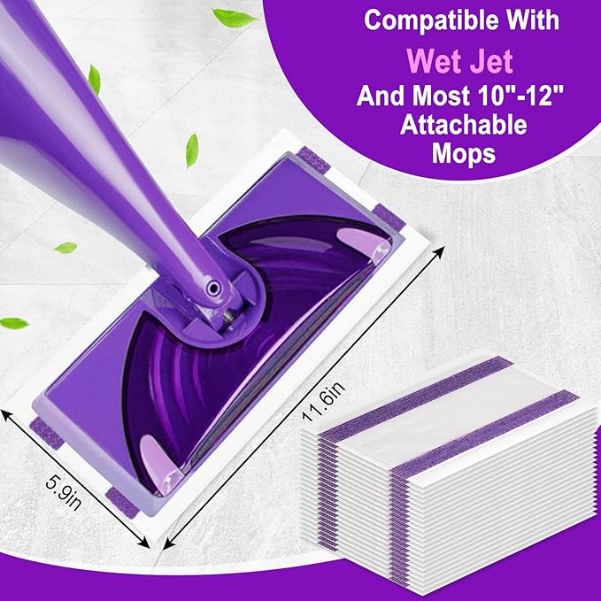 40 Count Disposable Wet Pads Refill for Wet Jet Spray Mop, Wet Jet Pads Refills for Multi Surface, Disposable Wet Jet Hardwood Floor for Wet Pads Refill, Thickness & Absorbent