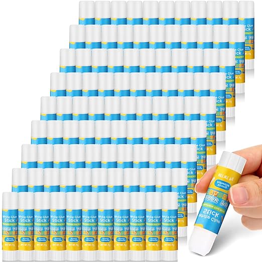 Zubebe 200 Pcs White Glue Stick Bulk Back to School Gifts First Day Sets 0.32 oz Washable Glue Stick for Crafts Home Classroom Prize Party Supplies Scrapbooking Crafting Supplies(School)