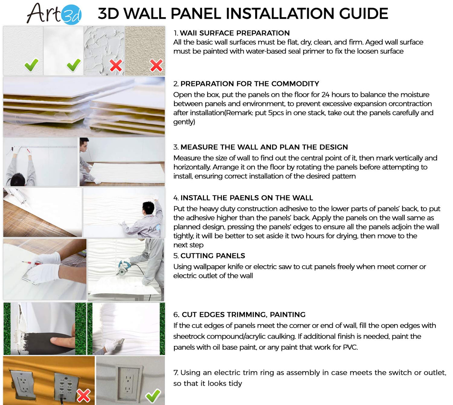 Art3d 19.7" x 19.7" (Pack of 12) Wall Panel Wavy, White