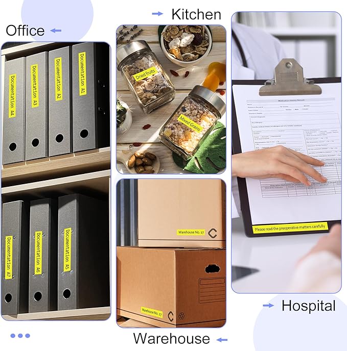 Label Tape Refills Compatible for P-Touch TZ-631 TZe-631 AZE631 Laminated Black on Yellow 1/2 Inch 0.47" 12mm for PT-D200 PTD210 D400 D600 PTH100 H110 PT2730 PTP700 PTP710BT, 2 Pack